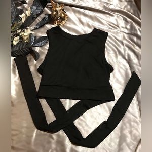 Black back tie peekaboo crop top.